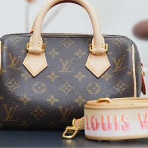 LV Speedy 20 Bandouliere with pink and orange strap ✨